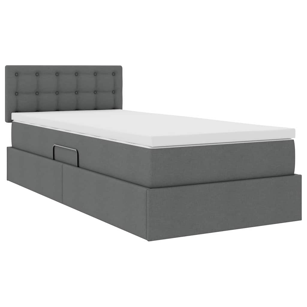 Lit de rangement avec matelas gris foncé 90 x 190 cm velours - 5