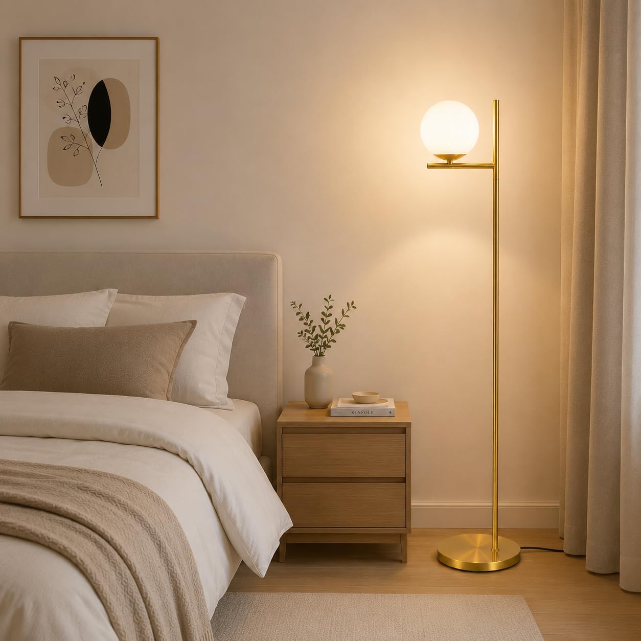 ZMH Lampadaire Vintage Doré 166cm Métal & Verre Blanc E27 Interrupteur au Pied Câble 2m Pour Salon Bureau - 8
