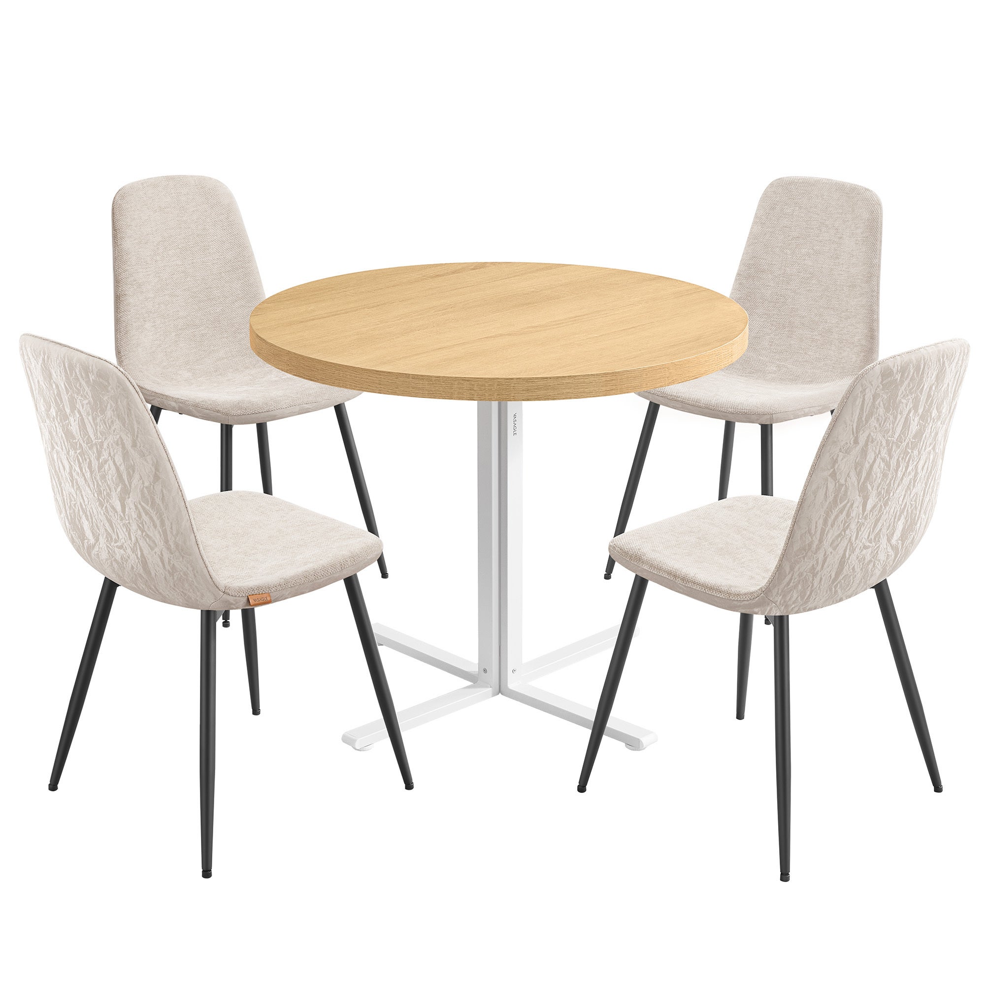 Table à manger ronde 100 cm avec 4 chaise,Ensemble de table à manger