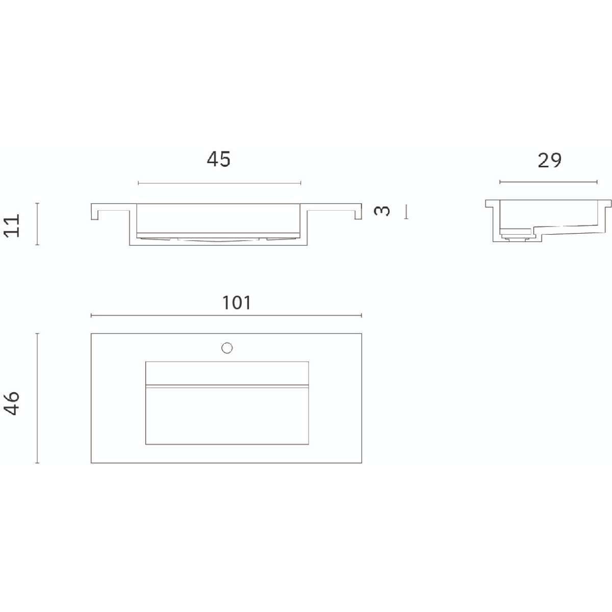 Meuble salle de bain ANCONA 100cm – Plan vasque grès cérame, 2 tiroirs, finition Finition Chêne Naturel, H 54cm x P 45cm - 6