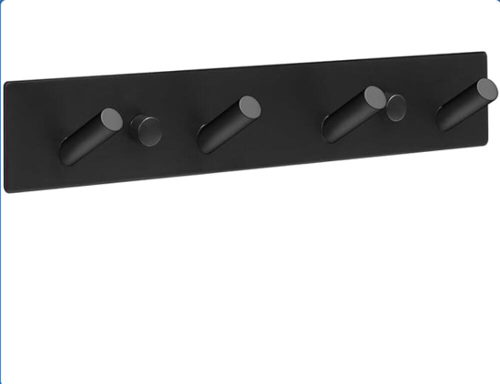 Set di 4 ganci da parete in acciaio inossidabile nero opaco, resistenti, per bagno, camera da letto, ingresso, cappotti, ripostiglio, garage | Leroy Merlin