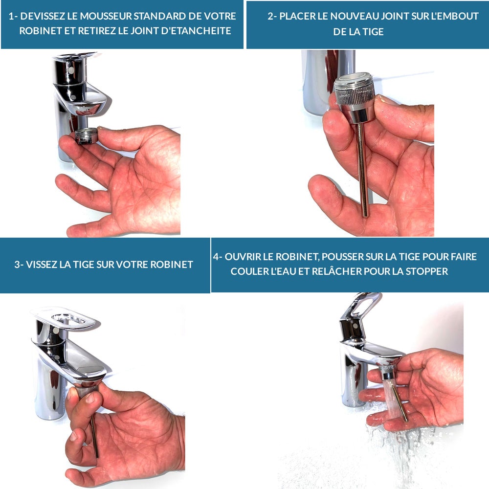 Mousseur Aérateur Tige Economiseur d'eau ACIER CHROME AQUALOW Diam 22/24 mm Male Femelle - 4