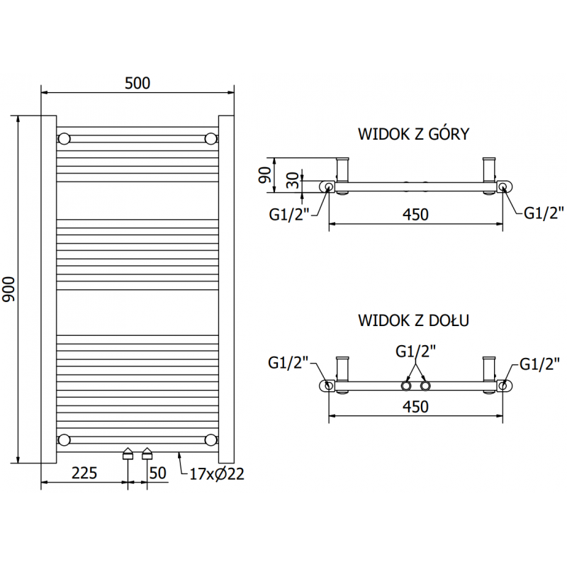 Mexen Mars grzejnik elektryczny 900 x 500 mm, 400 W, biały - W110-0900-500-6400-20 - 6
