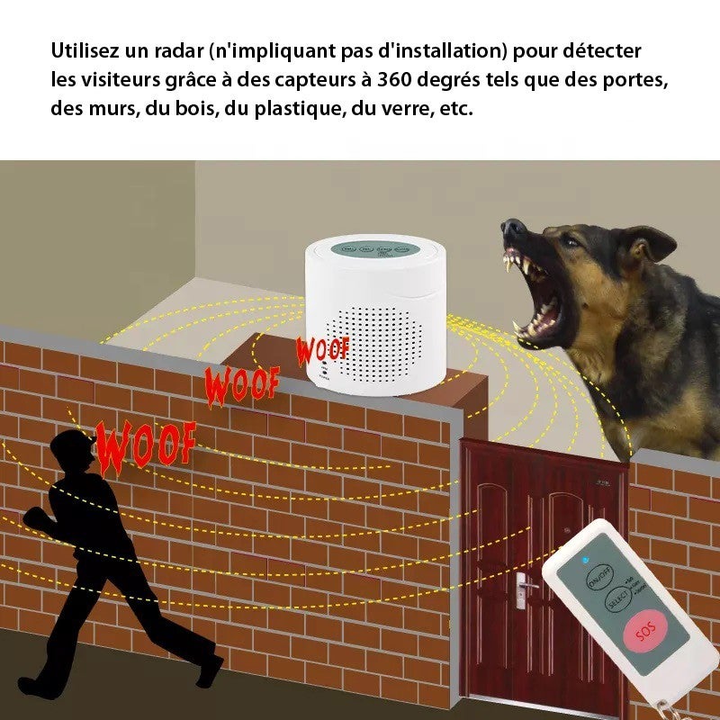 Chien de garde électrique Aboyeur Sans Fil capteur Radar Télécommande Alarme de Sécurité à domicile 360 degrés Chien qui aboie - 5