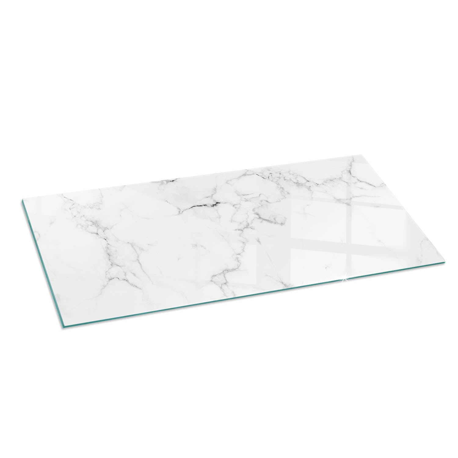 Szkło hartowane na podłogę pod kominek - 125x50 cm - Wzór marmurowy z żyłkami - TULUP