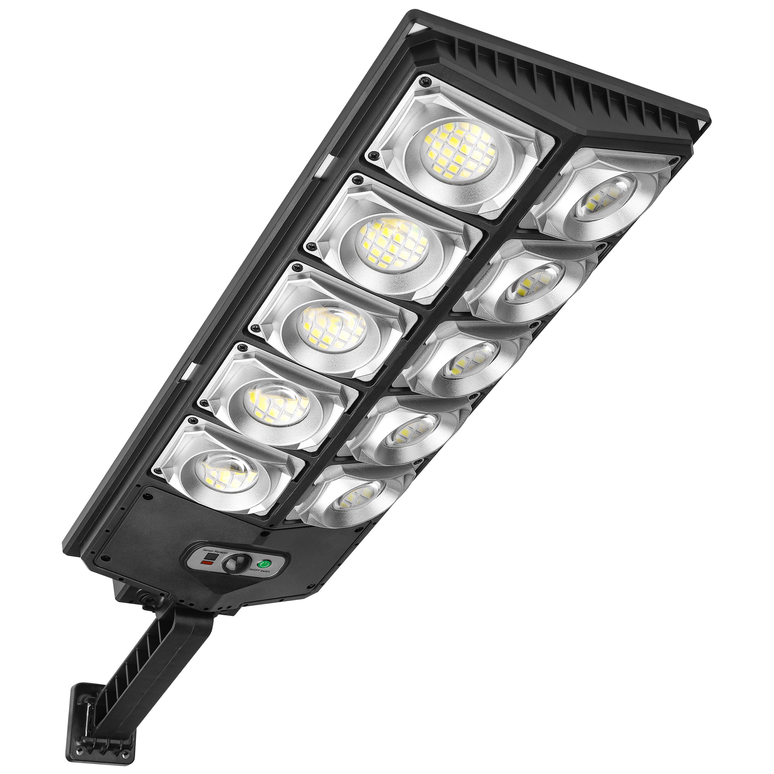 Lampa LED solarna elewacyjna uliczna 300W 61,5cm IP65 6000K zimna biel PIR pilot czarna MasterLED