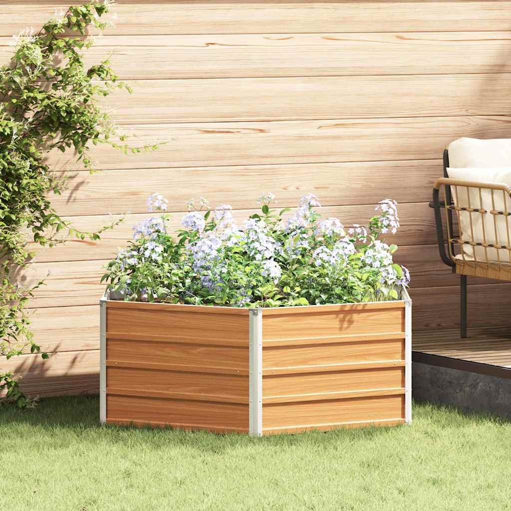Jardin surélevé Aspect bois 129 x 129 x 45 cm Acier galvanisé vidaXL
