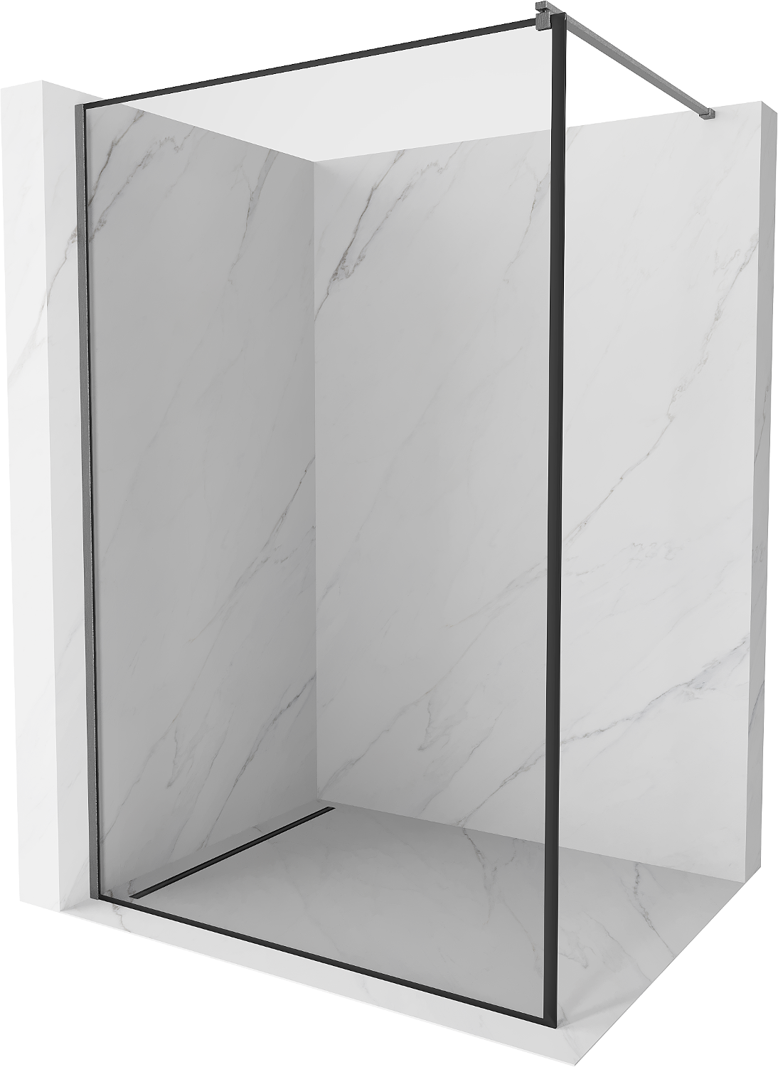 Mexen Kioto ścianka prysznicowa Walk-in 150 x 200 cm, czarna ramka 8 mm, gun gray szczotkowany - 800-150-101-66-70