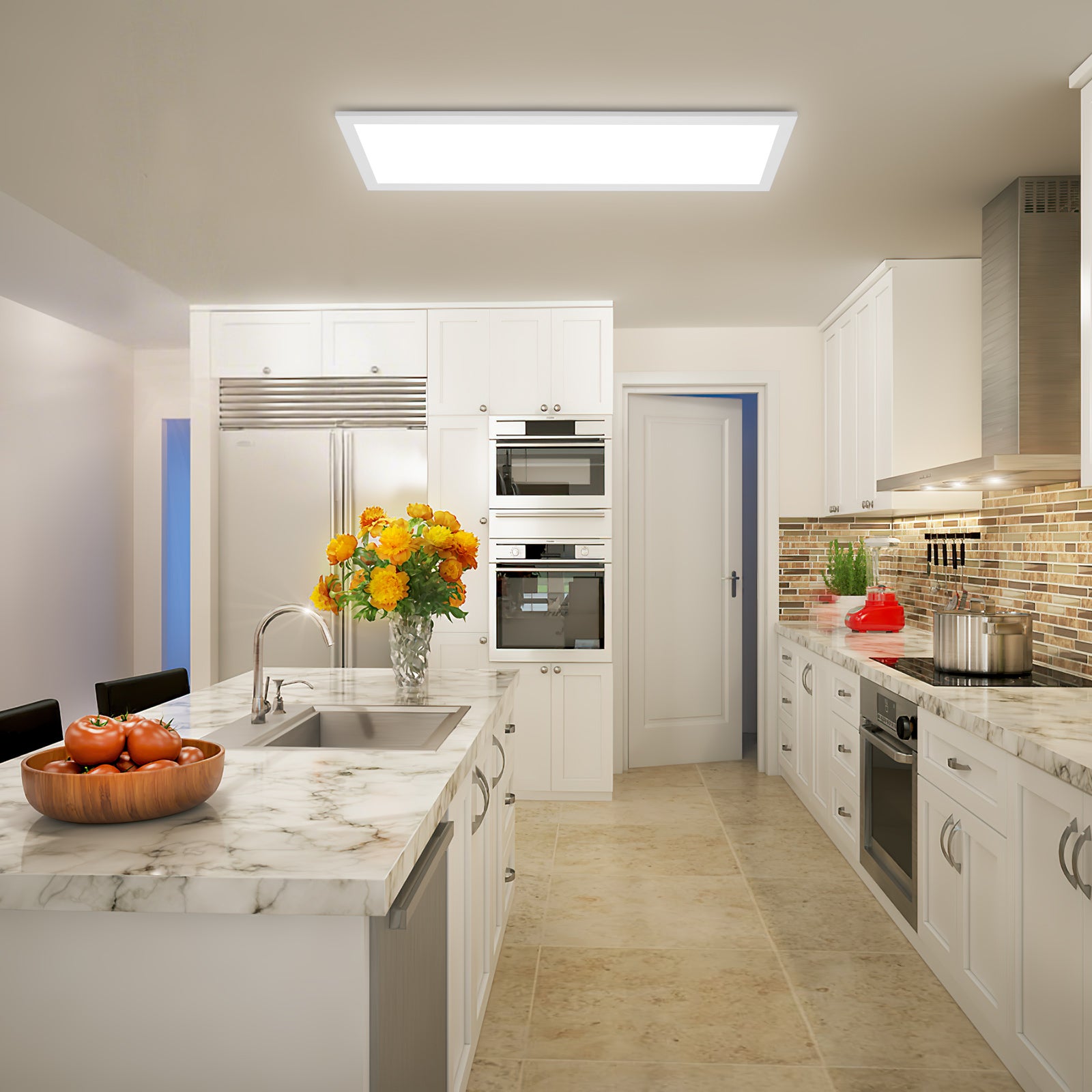 LOVHAUS Set da 2 Pannelli LED 58x20CM 24W 2400LM 100LM/W Luce Pannello LED 6500K Bianca Senza Sfarfallio per Ufficio, Cucina, Soggiorno, Bagno - 3