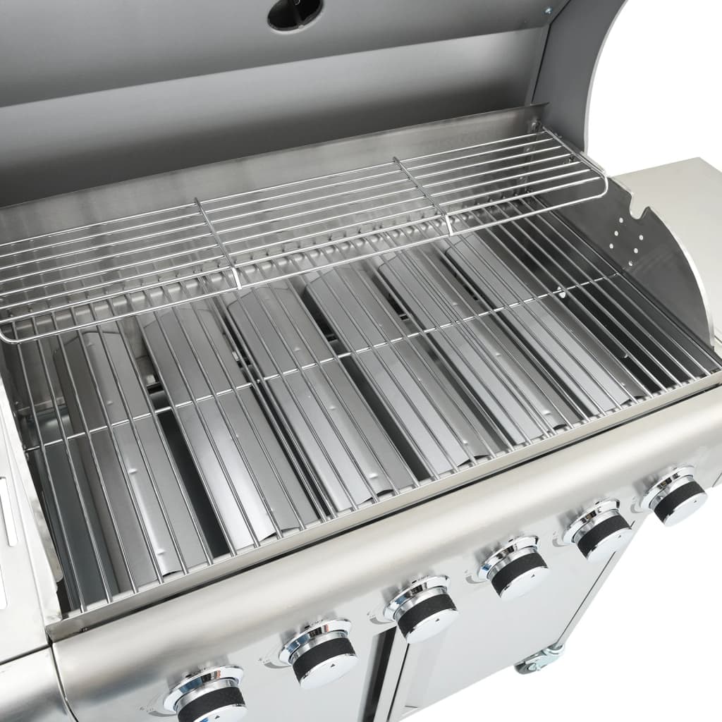 Barbecue à gaz avec 7 brûleurs argent acier inoxydable - 8