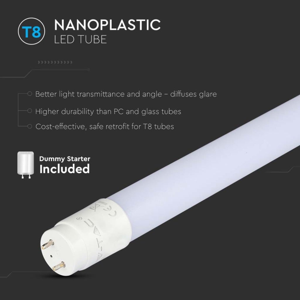 Tubo LED T8 9W G13 60cm in Nanoplastica non Rotabile 6500K - 4