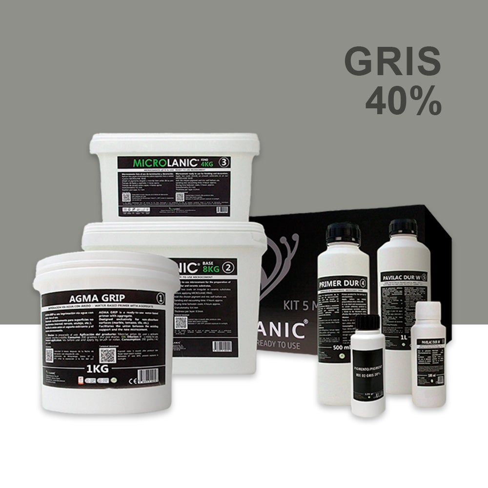 Microlanic kit microcemento 5m² sbc especial baños y cocinas baños, duchas y cocinas gris 40%