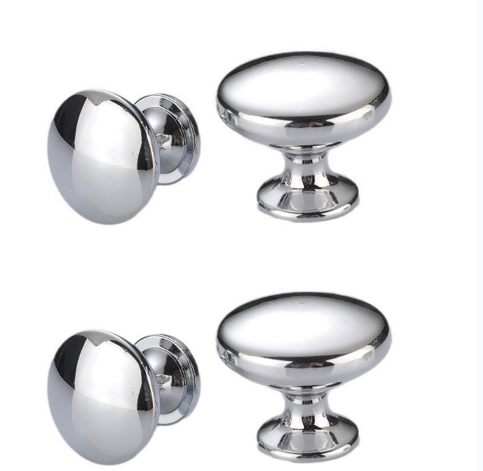 Okrągłe uchwyty meblowe, 4 srebrne uchwyty do drzwi i szuflad, 30 mm