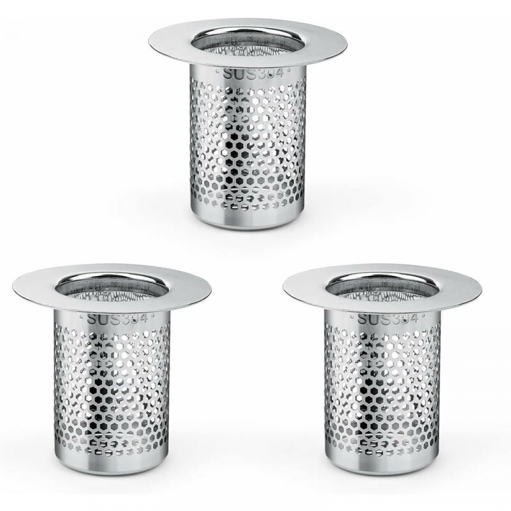 Sitko do zlewu - odpływ podłogowy - stal nierdzewna -3 sztuki - 5,5x5 cm - srebrne