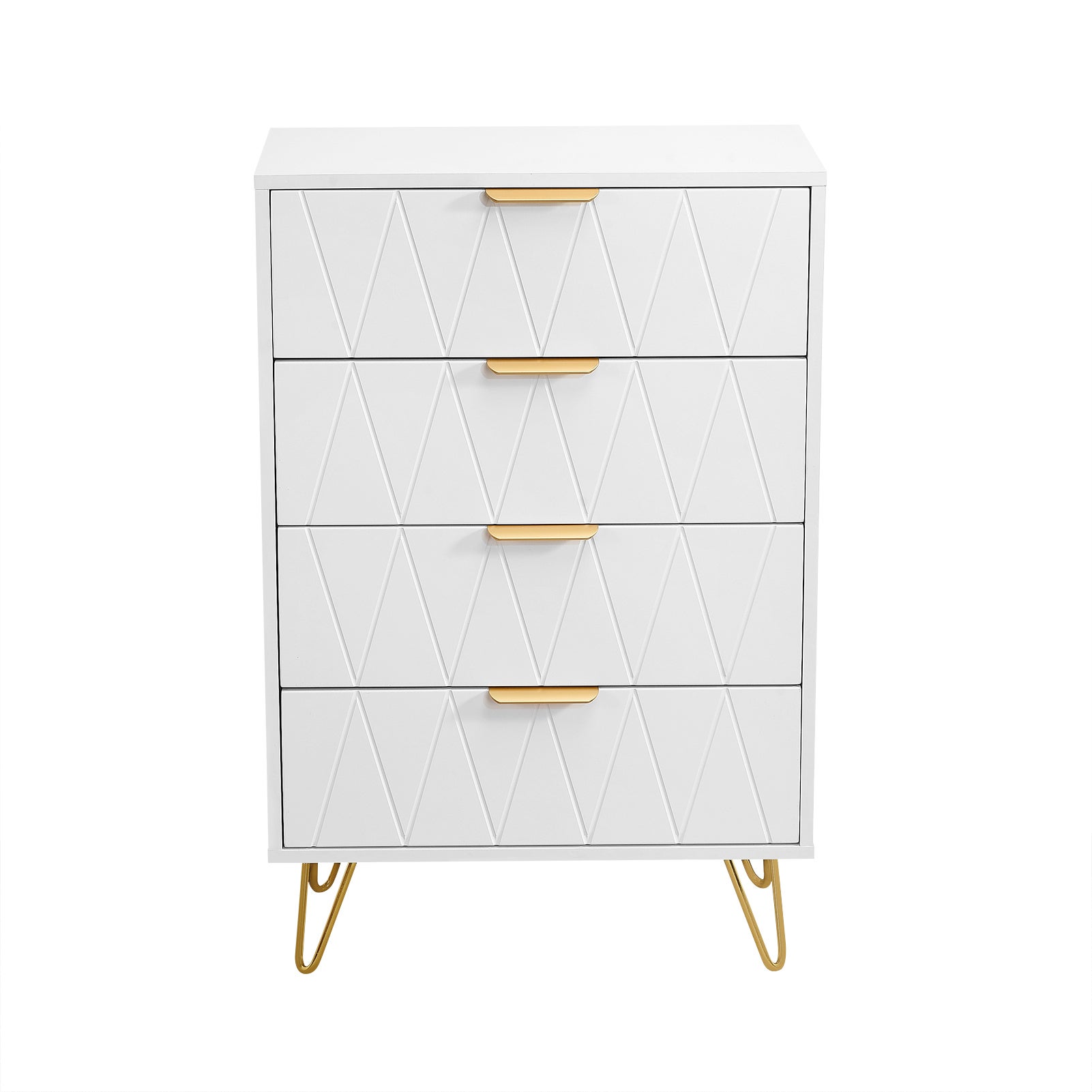 Commode 4 tiroirs, meuble rangement étroit blanc, armoire de stockage chambre salon entrée couloir, commode,60x34x90 cm - 7