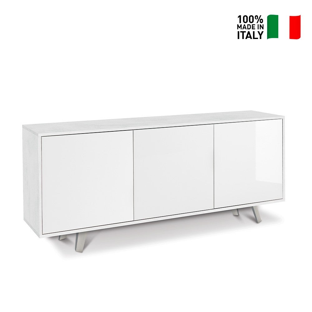 Sarmog Buffet 3 portes ouverture push-pull 177x41x74 cm Collection Quadrante blanc oxyde et façade Blanc Brillant - 5