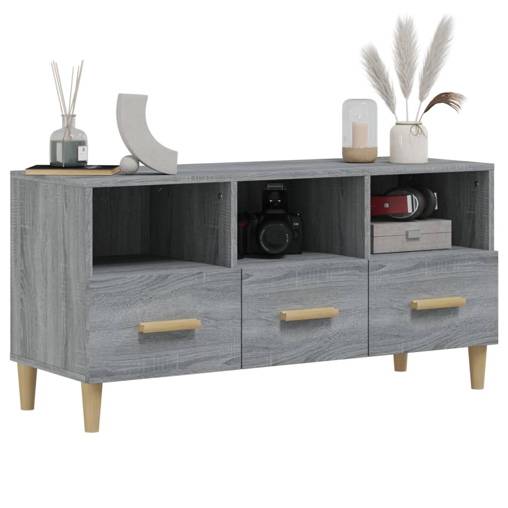 vidaXL Meuble TV Sonoma gris 102x36x50 cm Bois d'ingénierie - 4