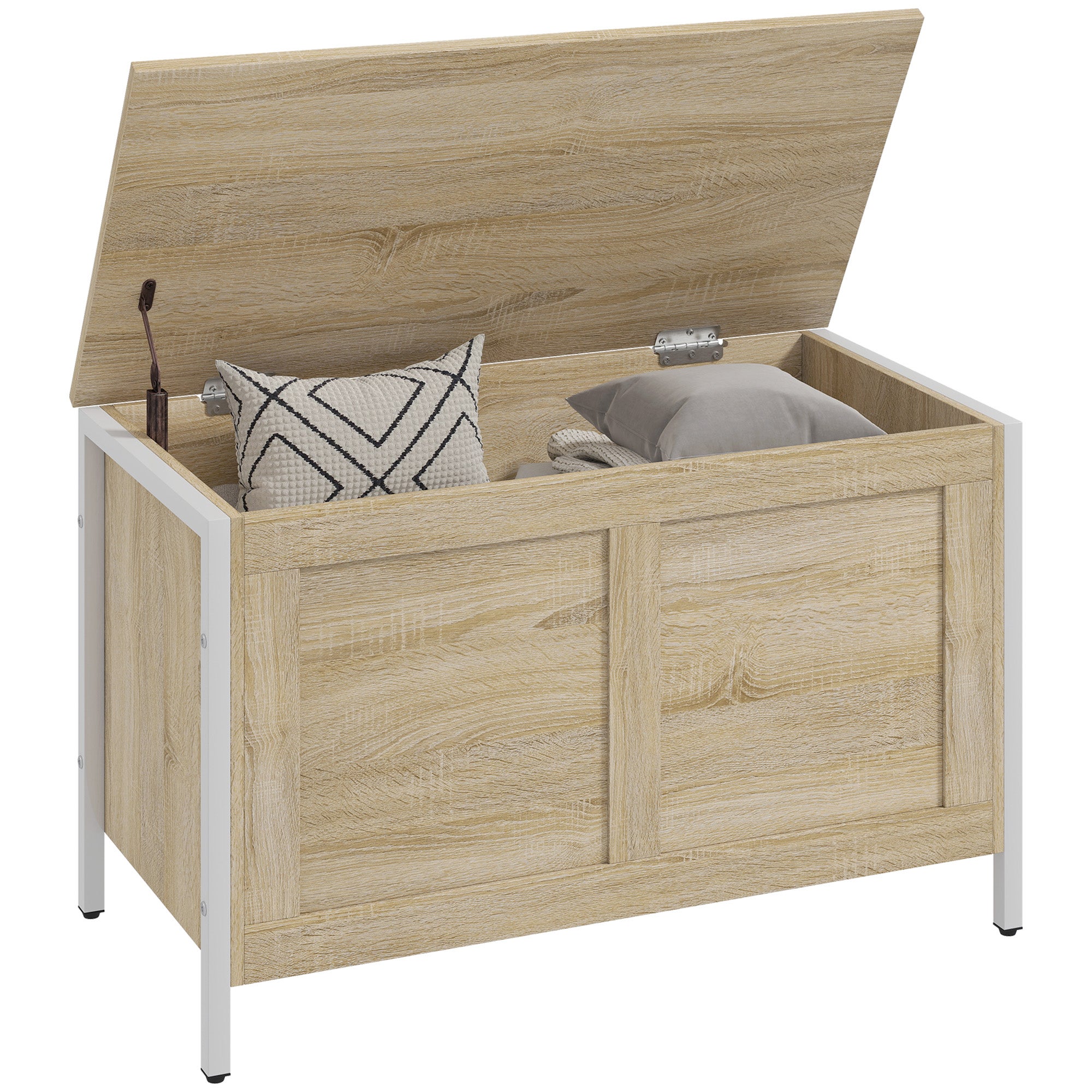 Baúl almacenamiento 95l banco versátil madera 80x40x50cm bisagra seguridad