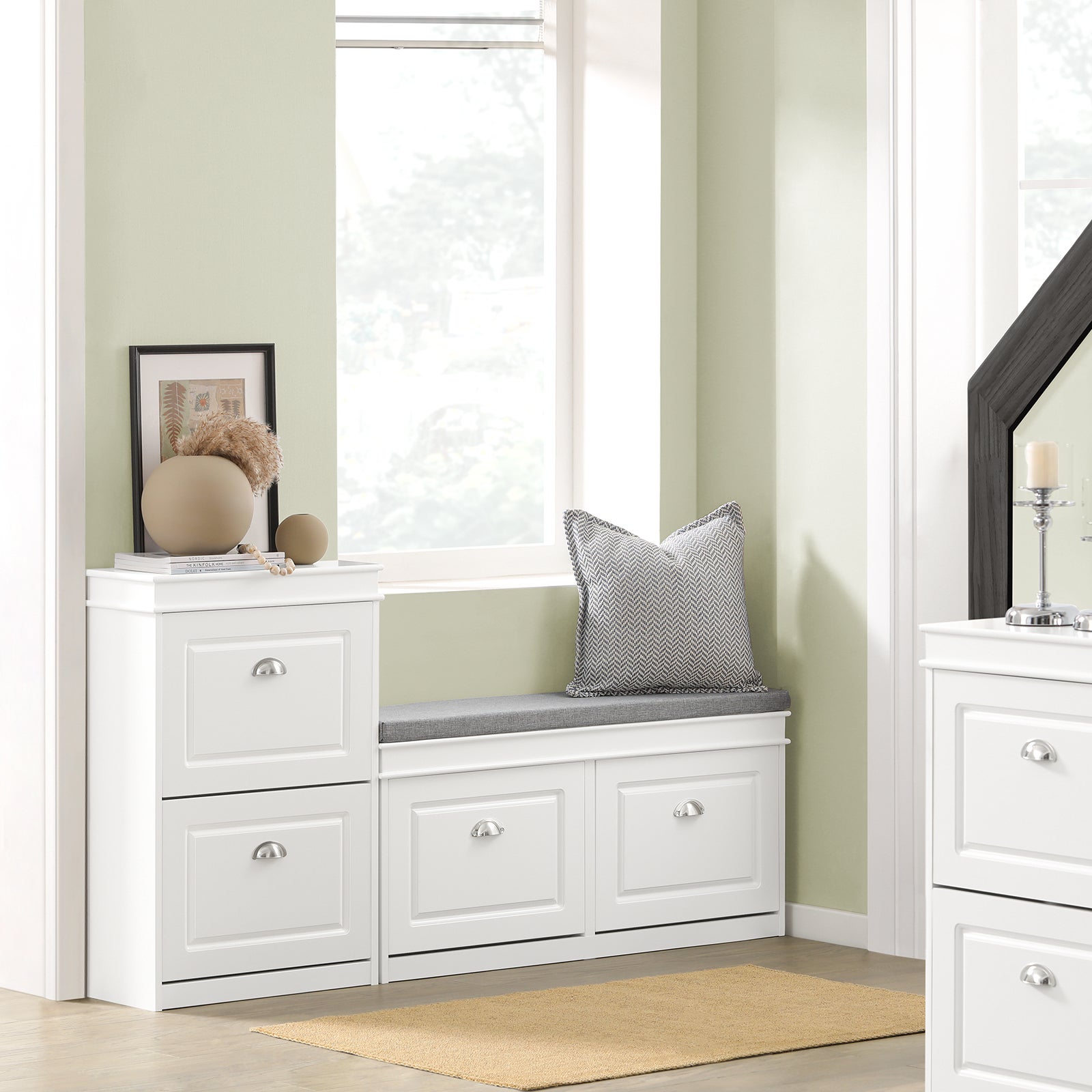 SoBuy Meuble de Rangement à Chaussures Armoire à Chaussures 2 abattants Meuble d'entrée Coffre Rangement Blanc, FSR78-W - 9
