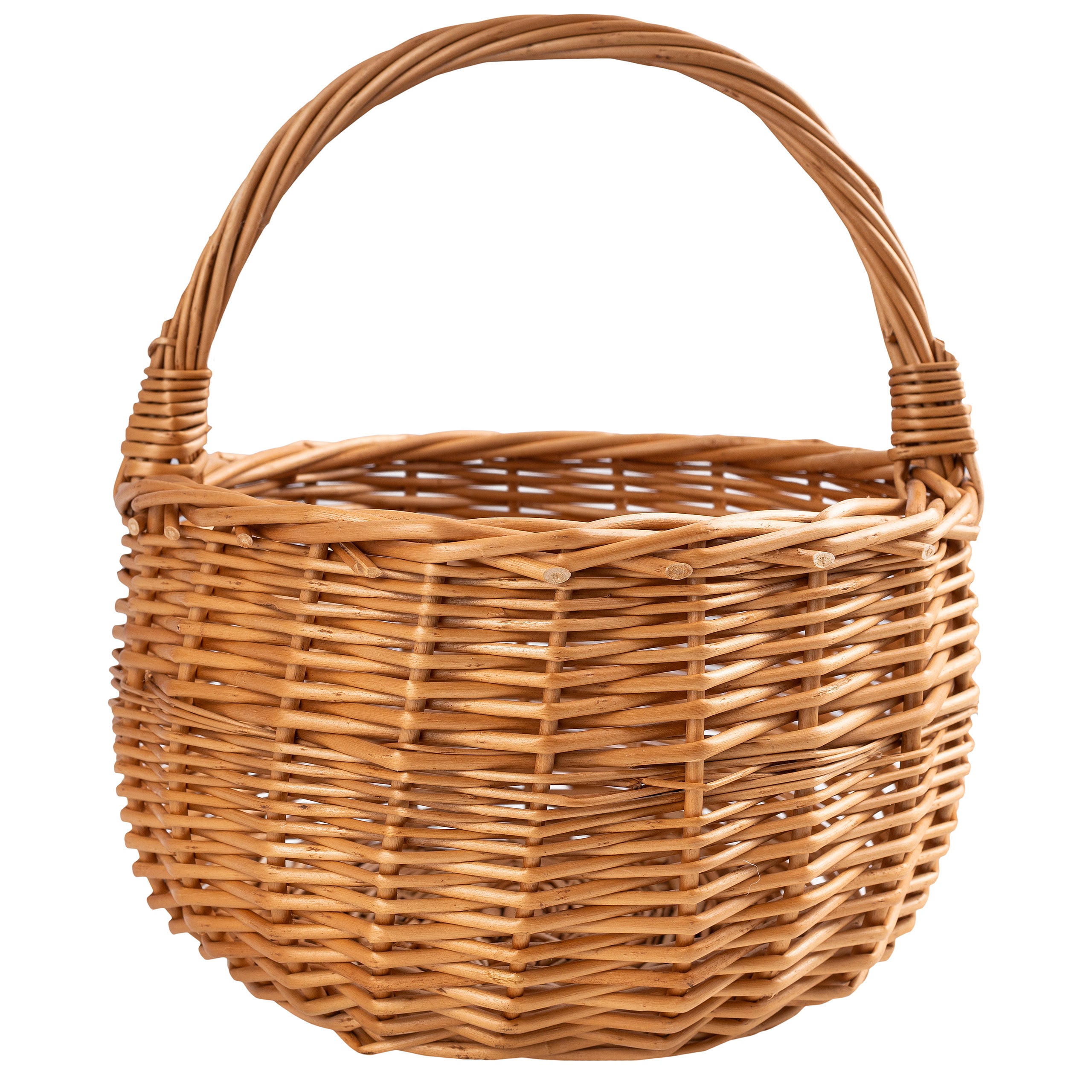 Creative home cesta de mimbre pequeña con asa | 22x22x26cm (+/- 2cm) | regalo picnic plantas almacenaje decoración | tejida a mano | marrón natural