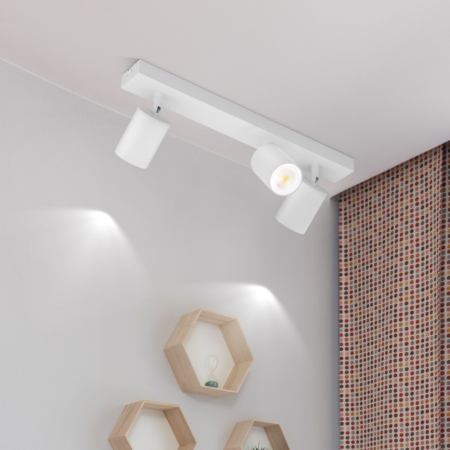 NETTLIFE 3 Focos Max.25w GU10 Techo Blanco Giratorio de 350° Lámpara de Moderna Aplique de Pared Industrial para Sala de Estar Dormitorio - 2