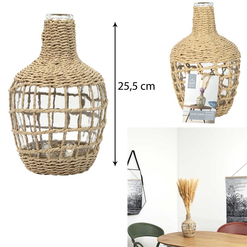 Vase - HOME DECO FACTORY - Dame Jeanne Tresse - Raffiné - Beige - 4