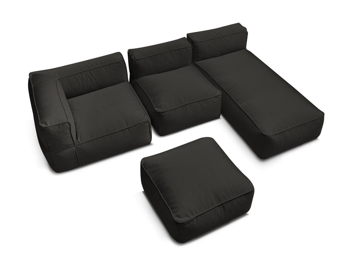 BOBOCHIC Canapé de jardin modulable GIULIA avec bâche de protection, 1 chauffeuse 1 place, 1 angle, 1 méridienne et 1 pouf Noir - 9