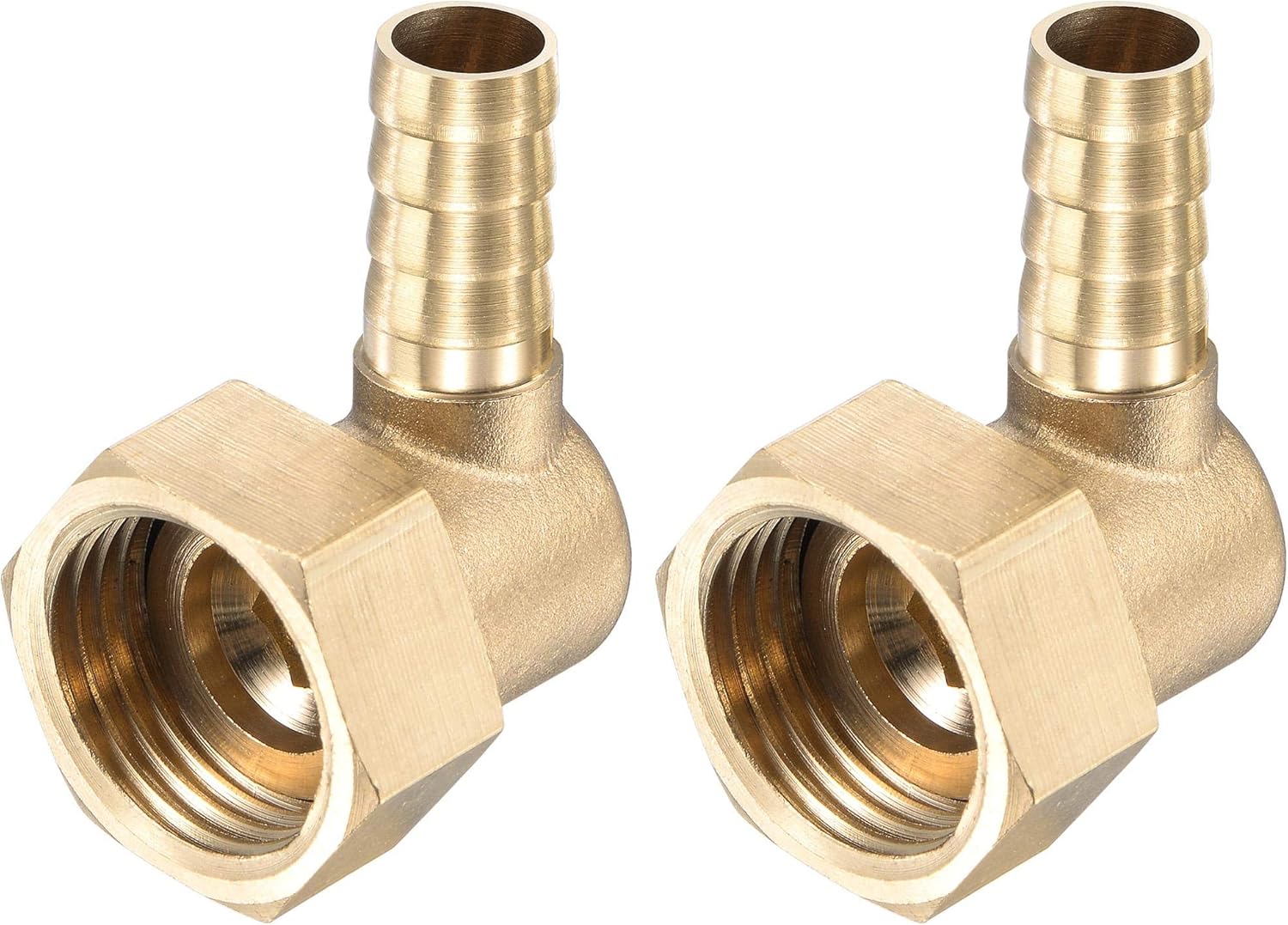 Złącze węża mosiężnego 10 mm, kolanko x złącze żeńskie G1/2 z nakrętką obrotową do wody, paliwa i powietrza (opakowanie 2 szt.)