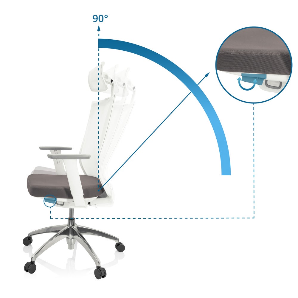 Sedia da ufficio / Sedia girevole ASPEN WHITE PRO Tessuto di maglia / Tessuto grigio hjh OFFICE - 2