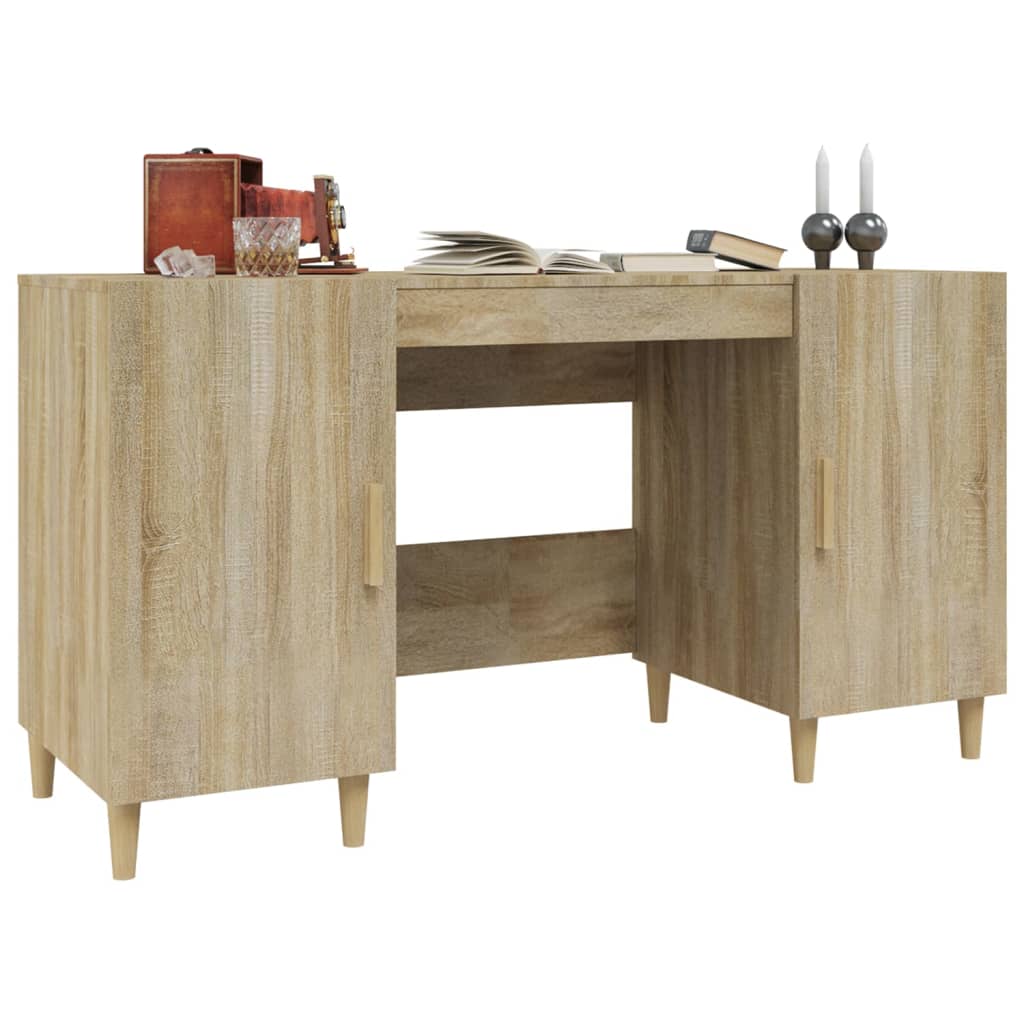 Bureau，Table de travail，Table d'étude Chêne sonoma 140x50x75 cm Bois d'ingénierie CWV39885 - 5