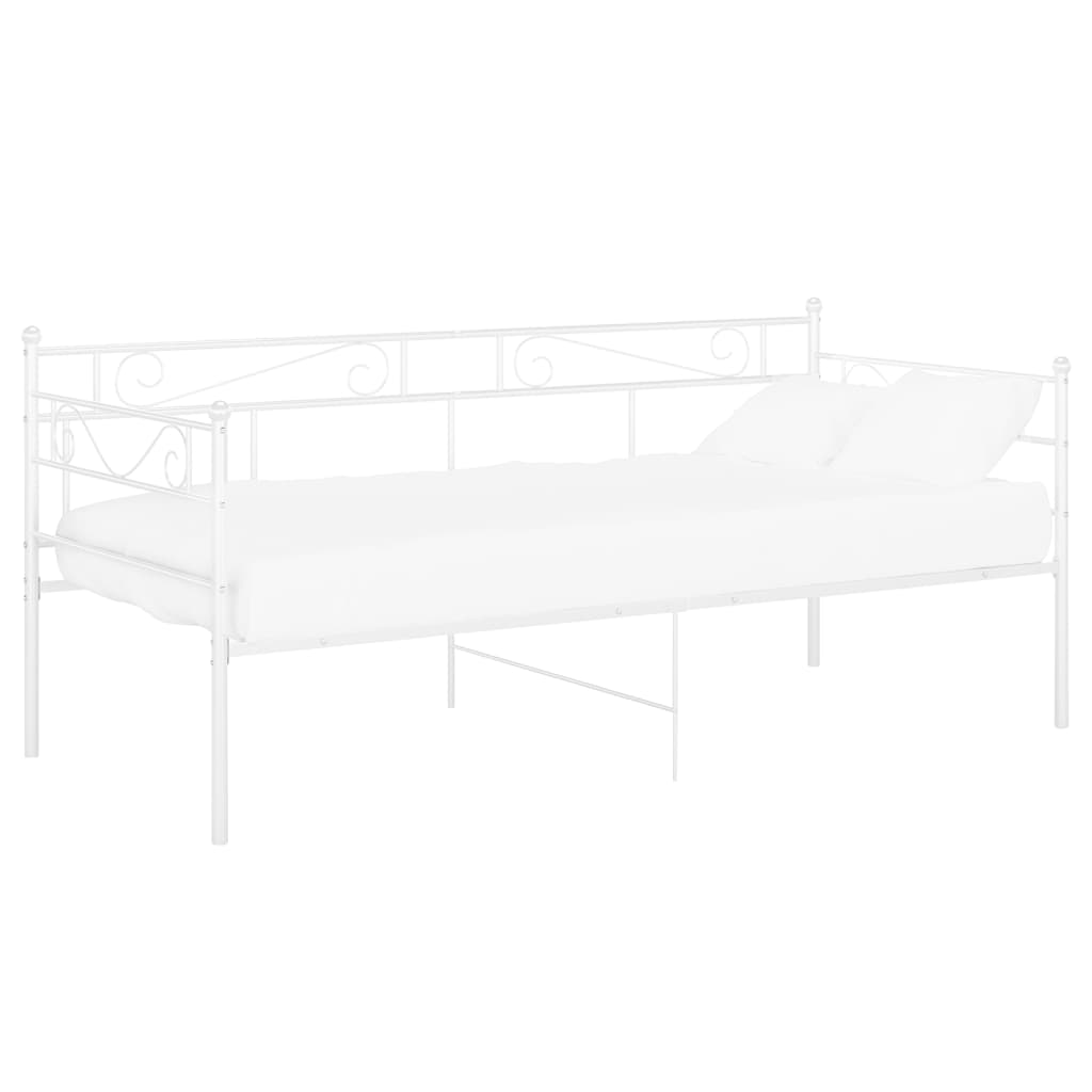 Łóżko Metalowe Rama Łóżka Ze Stelażem Do Pokoju Sypialni Biała 90x200 cm