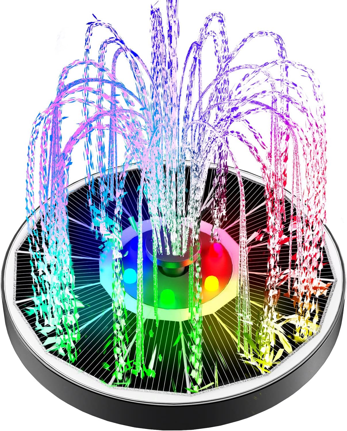 Pływająca fontanna solarna o mocy 3,5 W do kąpielisk dla ptaków, ogrodów, stawów i basenów (z kolorowymi światłami)