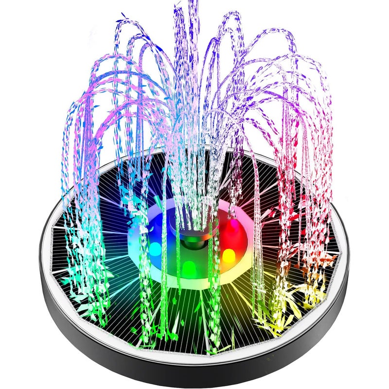 Pływająca fontanna solarna o mocy 3,5 W do kąpielisk dla ptaków, ogrodów, stawów i basenów (z kolorowymi światłami)