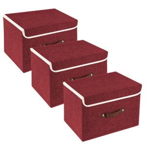 6 Boîtes de rangement empilables Uni - Gris - Maison