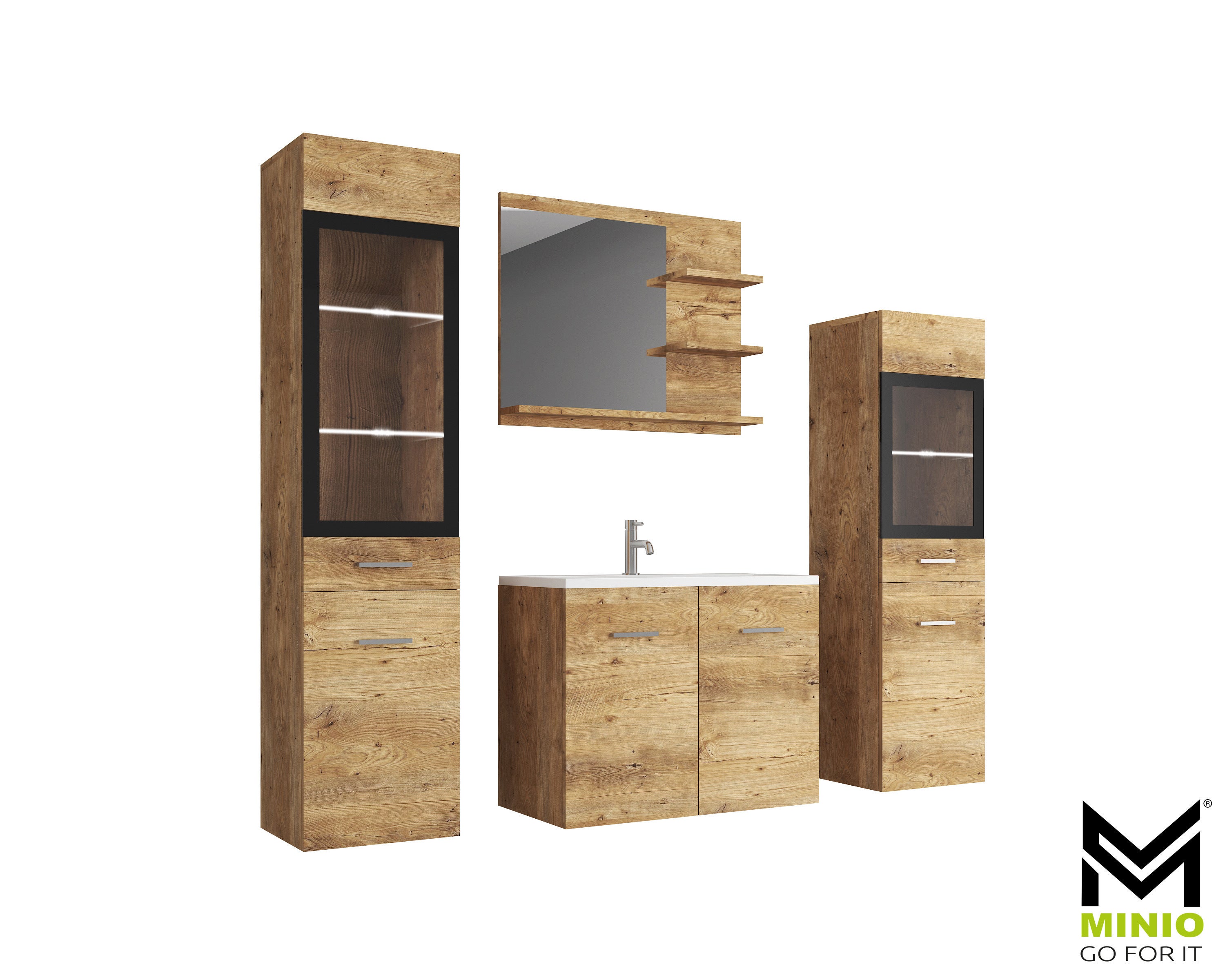 Meble łazienkowe kasztan breslau z LED-MARIT I