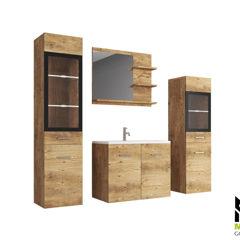 Meble łazienkowe kasztan breslau z LED-MARIT I