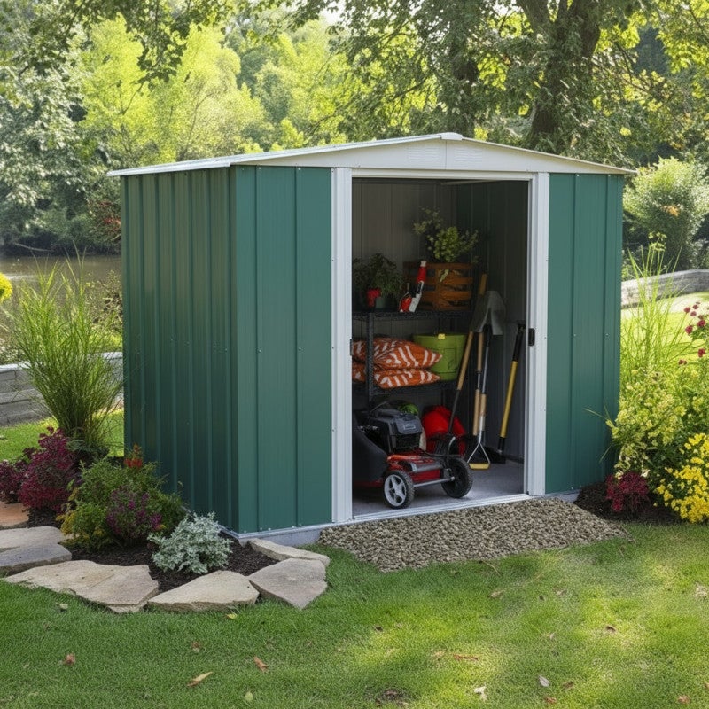 Abri en acier galva vert et creme - ARROW - 5,2m2 | Leroy Merlin