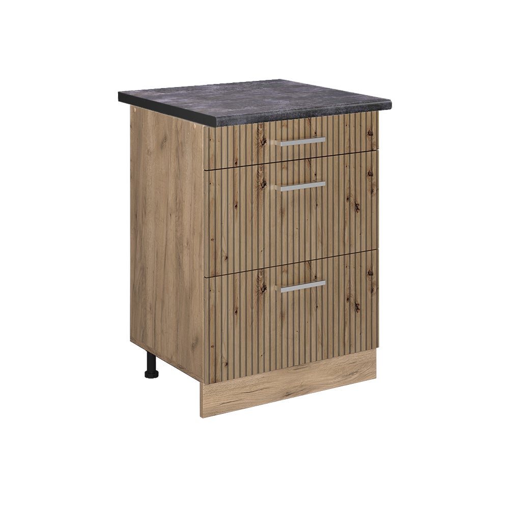 Vicco Szafka dolna do kuchni R-Line, Dąb rzemieślniczy, 60 cm z szufladami, BP Antracyt