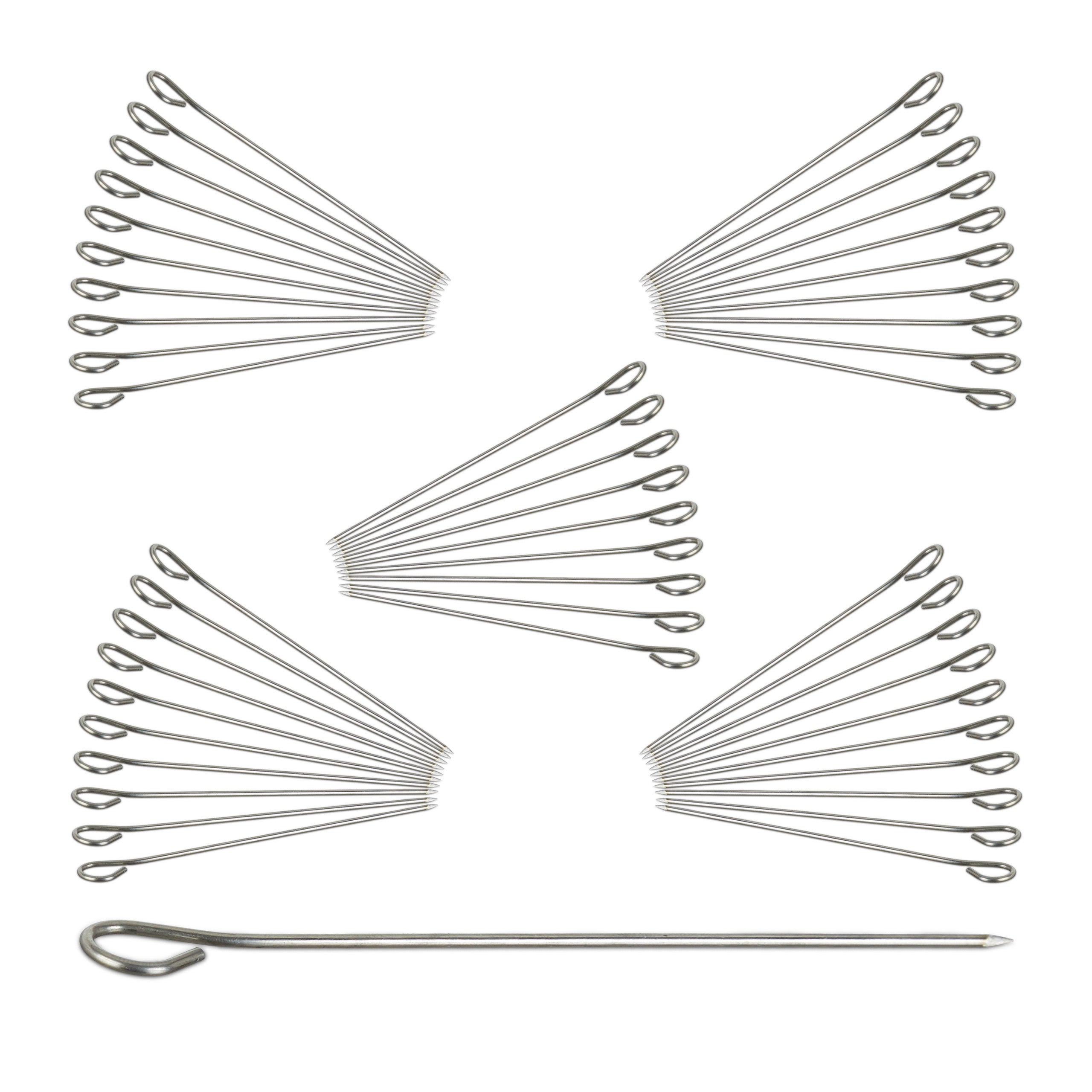 Relaxdays Set Da 150 Spiedini In Acciaio Inossidabile Per Involtini, Aghi Con Occhiello, Spiedi Con L: 11 Cm, Argento