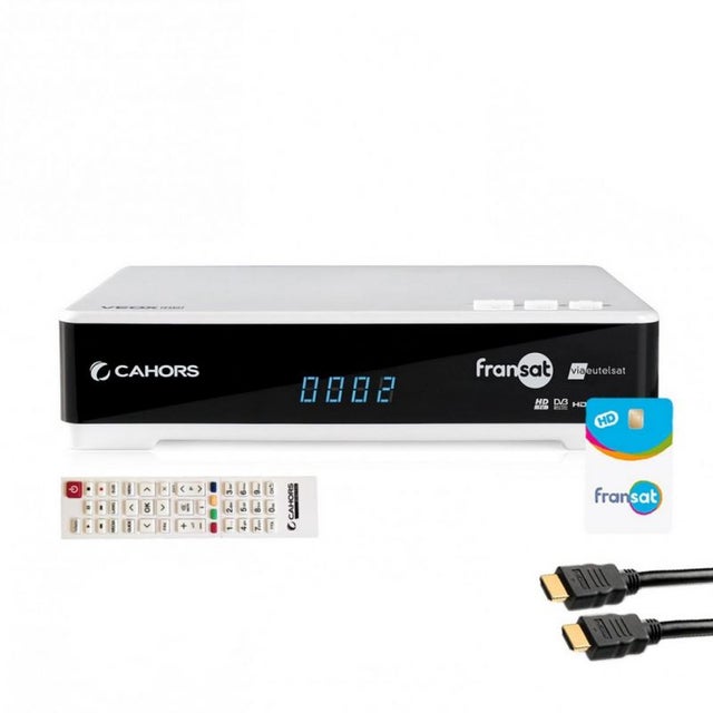 Pack CAHORS Récepteur TV satellite Full HD + Carte Viaccess FRANSAT PC6 + Câble HDMI 2M