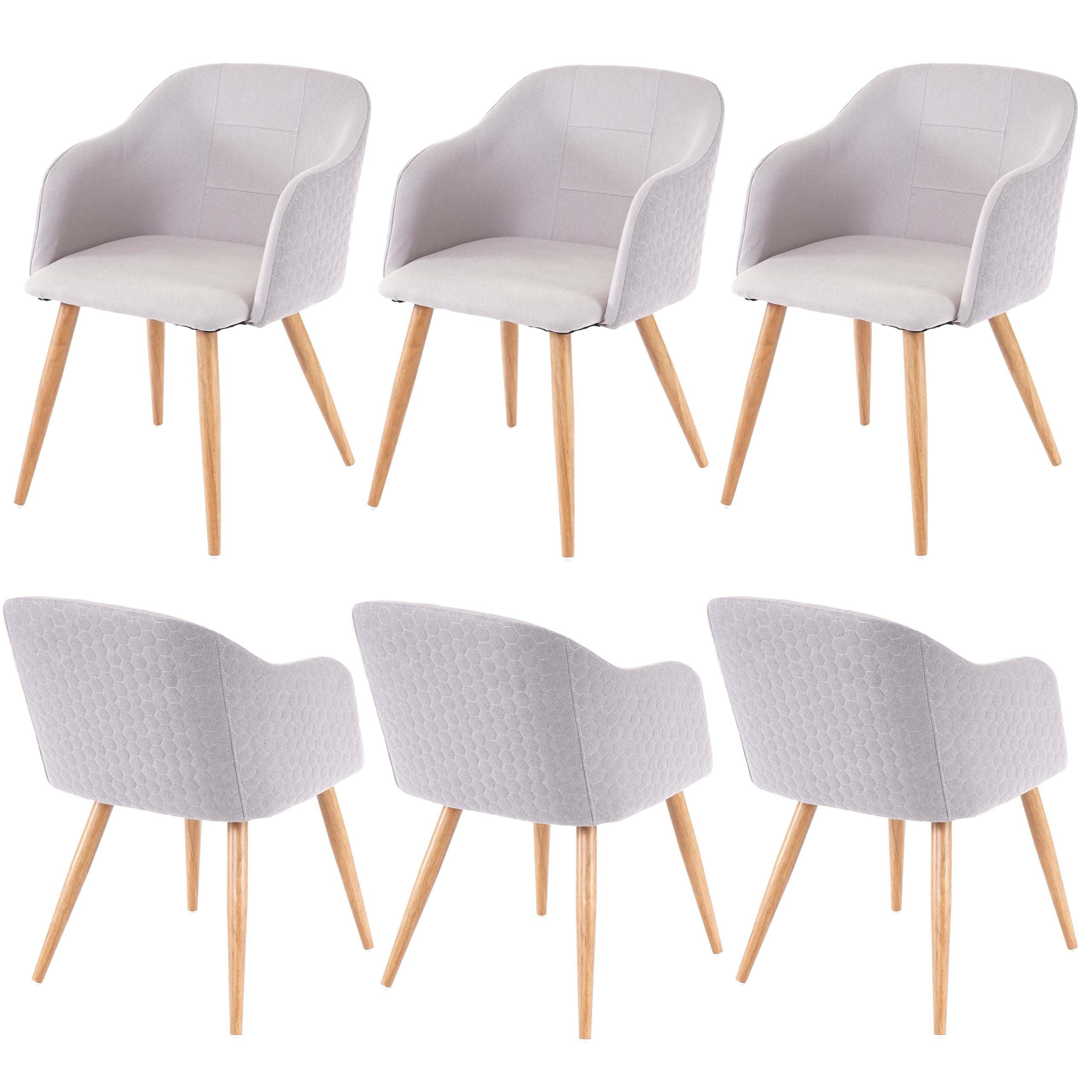 Lot De 6 Chaises De Salle à Manger En Teddy Boucé – Accoudoirs, Pieds Métal Noir, Dossier Rembourré, Capacité 200kg