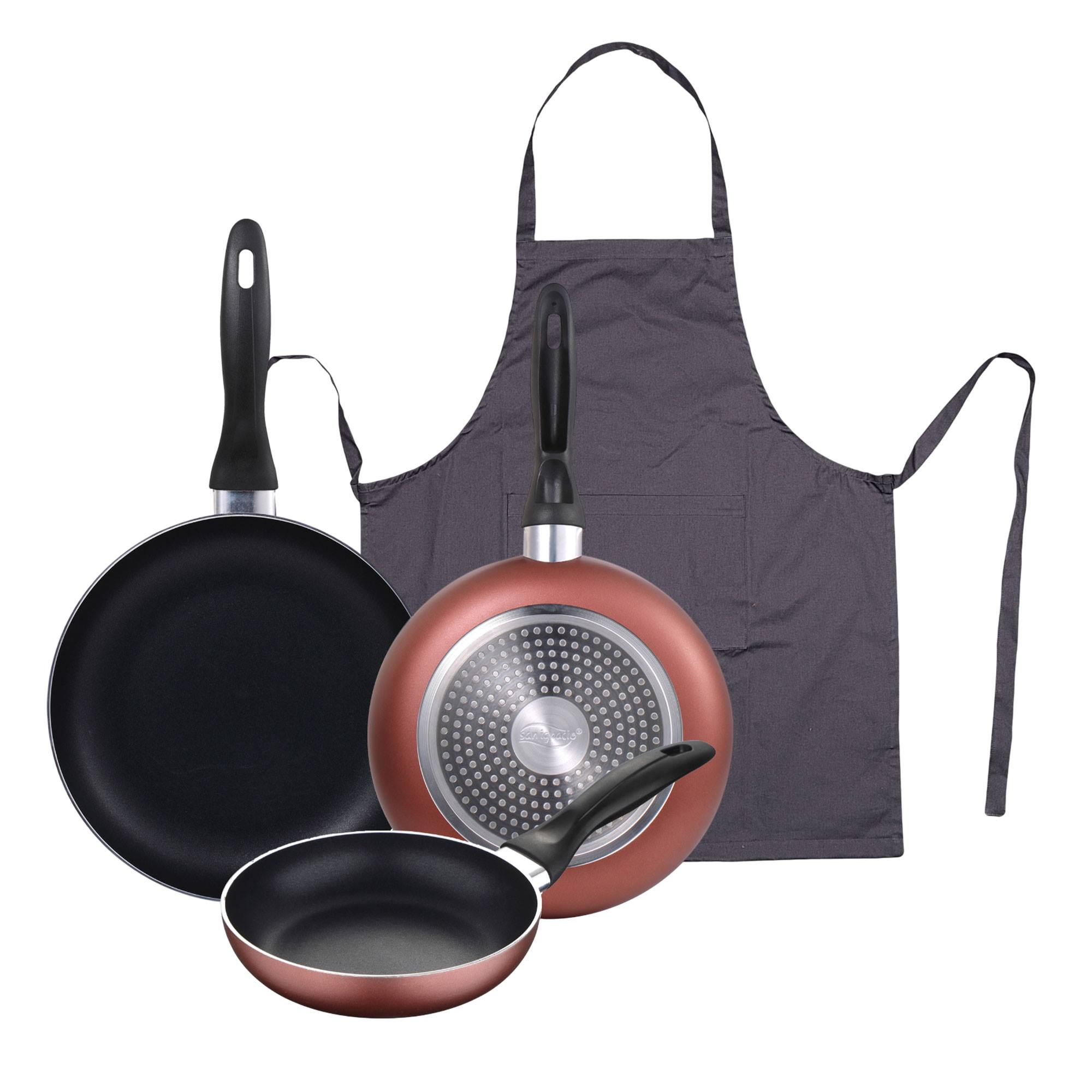Set 3 Padelle Antiaderenti Cook N Home - Marmo Rosso - 20, 27,9 E 27,9 Cm - Induction - 4