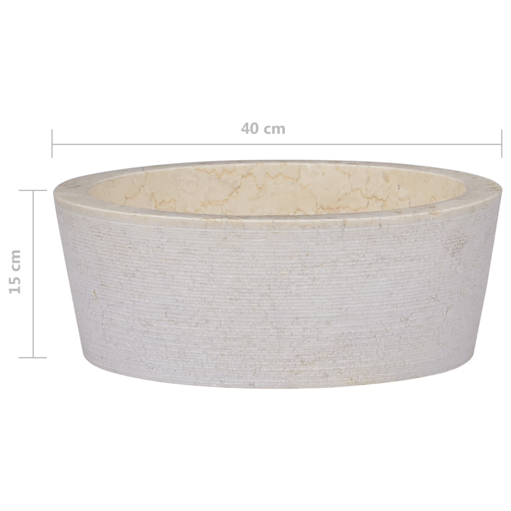 Maison Exclusive - Lavabo Crème Ø40x15 cm Marbre - 6