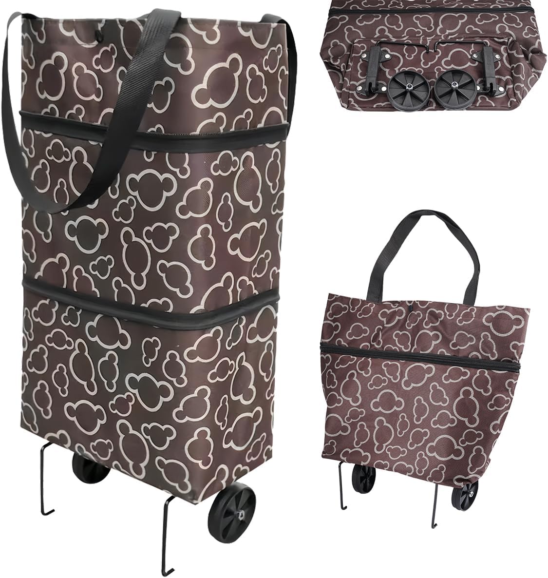 Chariot De Courses Pliable 2-en-1 Avec Roulettes – Caddie Oxfort Imperméable, Grande Capacité, Idéal Shopping & Voyages