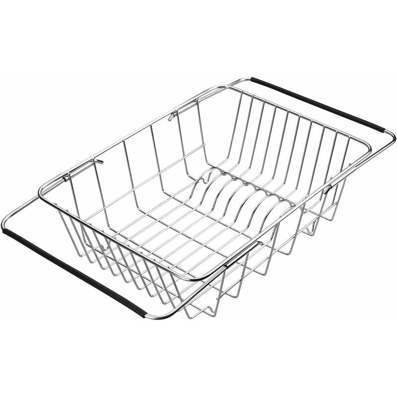 Ociekacz do naczyń ze stali nierdzewnej, rozsuwany kosz do suszenia przyborów kuchennych (siatka łukowa)