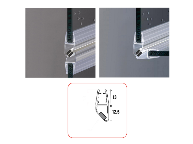 GUARNIZIONE BOX DOCCIA PER VETRO SPESSORE mm.6-8 cm.200h CON MAGNETE mm.25,5 x 13 | TRFO