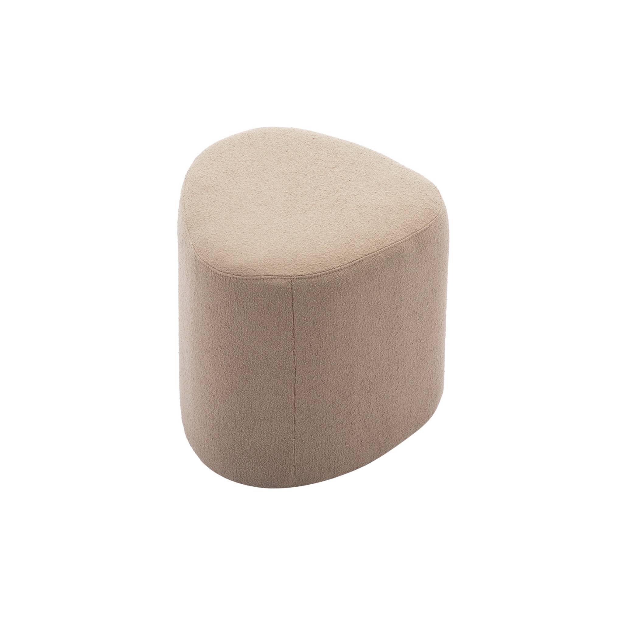 Taburete y puff de tela con forma de guijarro, tao, gris beige, 60x44x40 cm