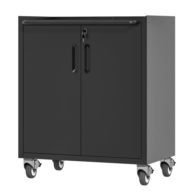 Armario de Almacenamiento Metálico Resistente con Ruedas – 75x42x88 cm, Estantes Ajustables, Con Cerradura, Ideal para Garaje, Oficina y Taller