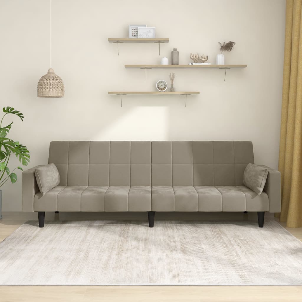 LIA - Canapé à 2 places Gris clair 120 cm Velours HUR7542050165337 - Maison LIA - Canapé à 2 places Gris clair 120 cm Velours HUR7542050165337 - Maison