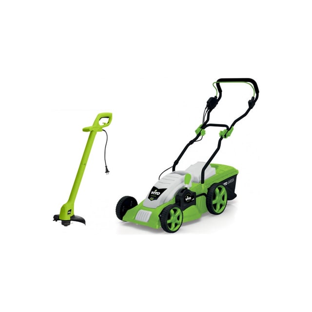 Tosaerba elettrico 1800W Motore a induzione 42 cm di taglio + Tagliabordi 250W Testina automatica Confezione VITOGARDEN